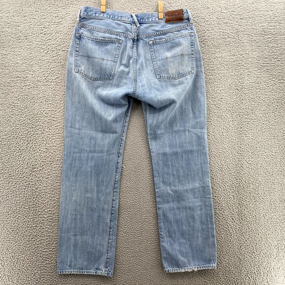 Polo Ralph Lauren Vintage 67 Jeans Mens 35x31* Light Baggy 90's Distressed Denim - Picture 15 of 16